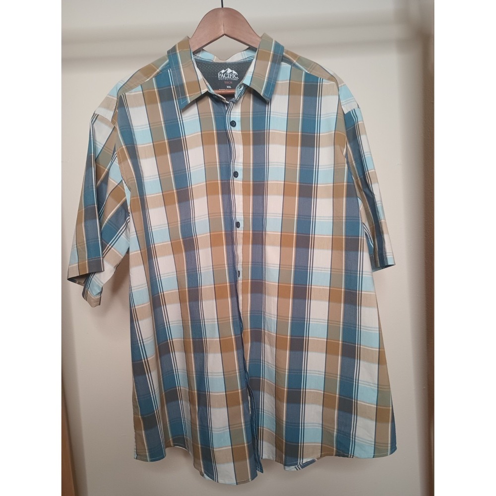 Pacific Outfitters Tech Stretch Mens 2XL Plaid Short Sleeve Button Down Gorpcore